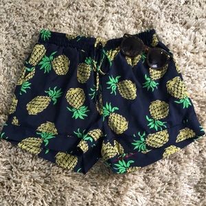 Francesca’s Pineapple Summer Drawstring Shorts